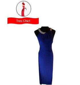 Lauren Ralph Lauren Cobalt Blue Evening Gown with Rhinestones   Size 2   EUC